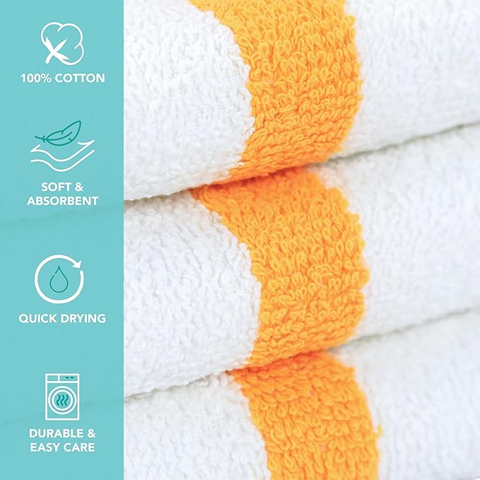 Arkwright White Bath Gym Towel - Pack of 6 - Bulk 100% Cotton Soft Quick Dry Sweat Absorbent Hotel Quality Towels for Workout, Bathroom, Spa, Pool, 22 x 44 in, Gold