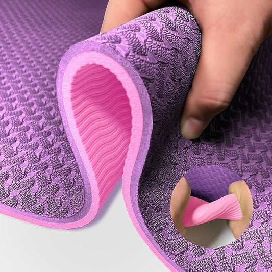 Yoga Mat 1/3 inch QMKGEC Exercise Mats 8mm TPE Non-Slip Extra Thick High-Density Eco Friendly for Yoga Workout Pilates Yoga Mats for Women Men