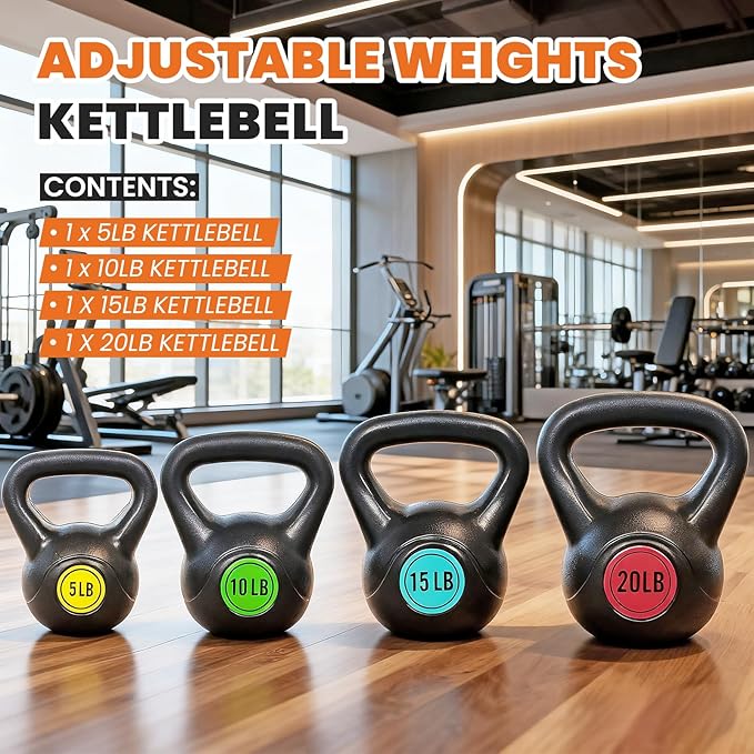 OLIXIS Kettlebell Set, Wide Grip Kettlebell Exercise Fitness Weight Set for Home Gym, Strength Training
