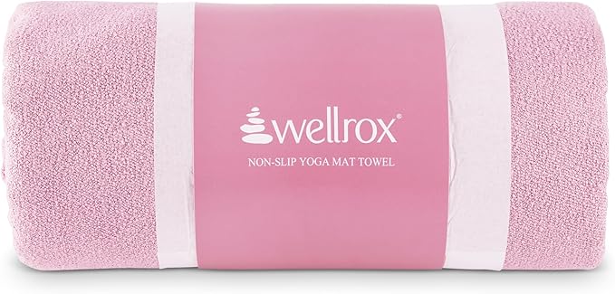 Yoga Mat Towel Non Slip - Ultra Absorbent Super Soft Microfiber Hot Yoga Towel Non Slip for Pilates & Fitness (74” x 26”, Pink)
