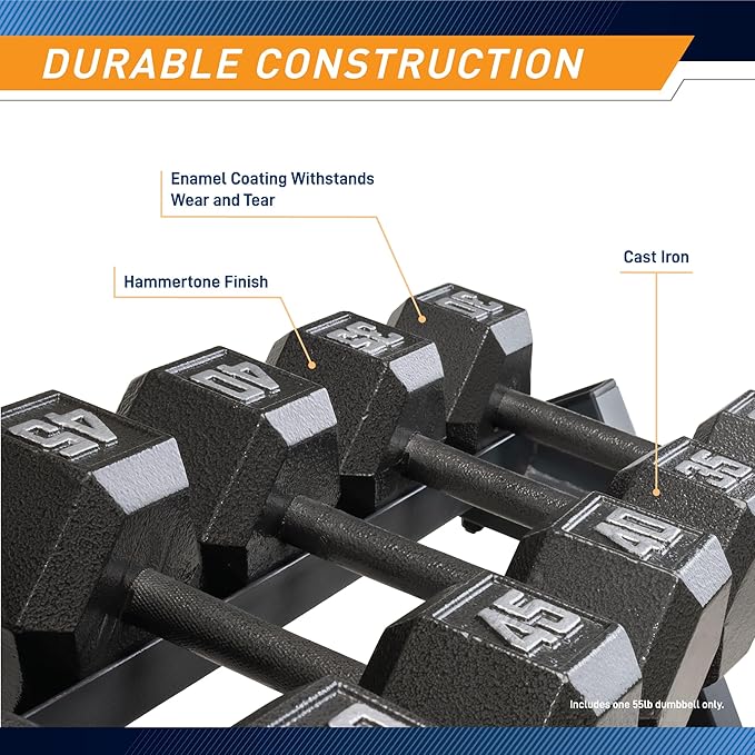 Marcy Cast Iron Hex Dumbbells Collection - Available size from 3-lb to 100-lb, SOLD INDIVIDUALLY