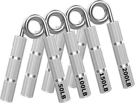 Silver Metal Hand Gripper Set,50LB-400LB 13 Pack No Slip Heavy-Duty Grip Strengthener,Great Wrist & Forearm Hand Exerciser,Home Gym,Hand Grip Strength Trainer