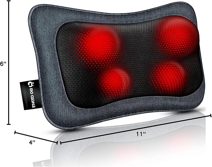 Mo Cuishle Electric Shiatsu Back Massager with Heat - Powerful 3D Kneading for Neck, Shoulder, Lower Back Pain Relief - Ergonomic Design for Home, Office, & Car - Gifts for Women, Men, Mom & Dad