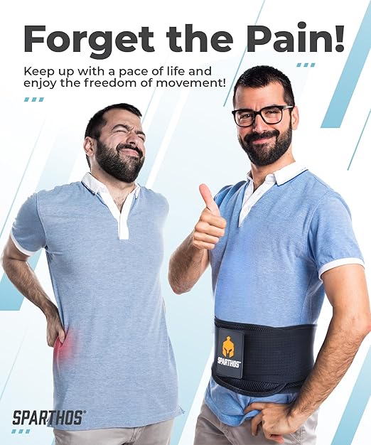 Sparthos Back Brace for Lower Back Pain - Immediate Relief from Sciatica, Herniated Disc, Scoliosis - Breathable + Lumbar Support Pad - For Men & Women - Fits 31–38″ Waist (Small, Check Size Chart)