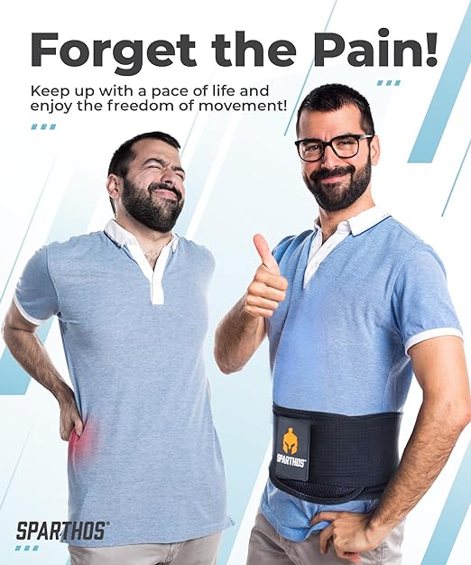 Sparthos Lumbar Support Belt – Adaptive Fit for Back Pain & Herniated Disc – Breathable & Adjustable Lower Back Brace with Lumbar Pad – for Men & Women – Fits 59-63″ Waist (XX-Large, Check Sizing)