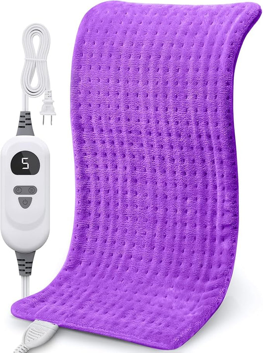 NOWWISH Heating Pad for Back Pain & Cramps Relief, Moist Heat Pad for Neck & Shoulder, Auto Shut Off, Machine Washable, Christmas Gifts for Women, 12"x 24" Purple