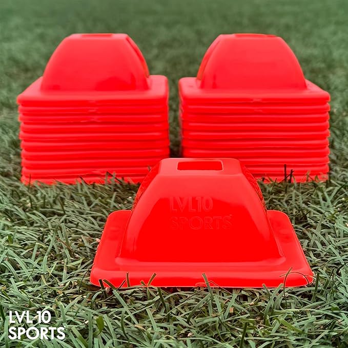 LVL10 Pro Training Cones - 2" Mini Soccer Cones for Sports Training - for Basketball, Football, Basketball and Agility Drills - Soccer Field Markers That Won't Crack, Slide or Fly
