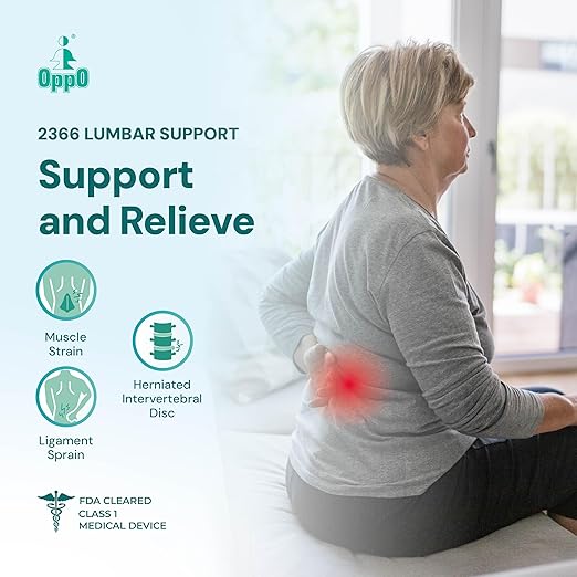 OPPO 2366 High Lumbar Support Back Brace with Flexible Stays - Lower Back Pain Relief, Sciatica Pain Relief, Scoliosis, Herniated Disc - for Elderly and Office Worker (Gray, X-Large, 1-Pack)