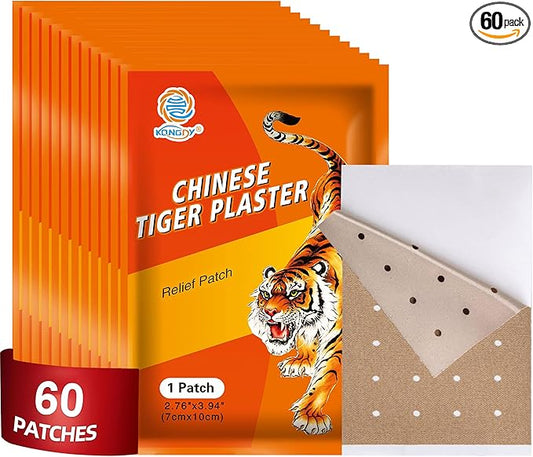 60 PCS Tiger Patches, Heat Patches, Chinese Red Tiger Hot Capsicum Patch, Relieving Back, Knee, Neck and Shoulder, Joint & Muscle
