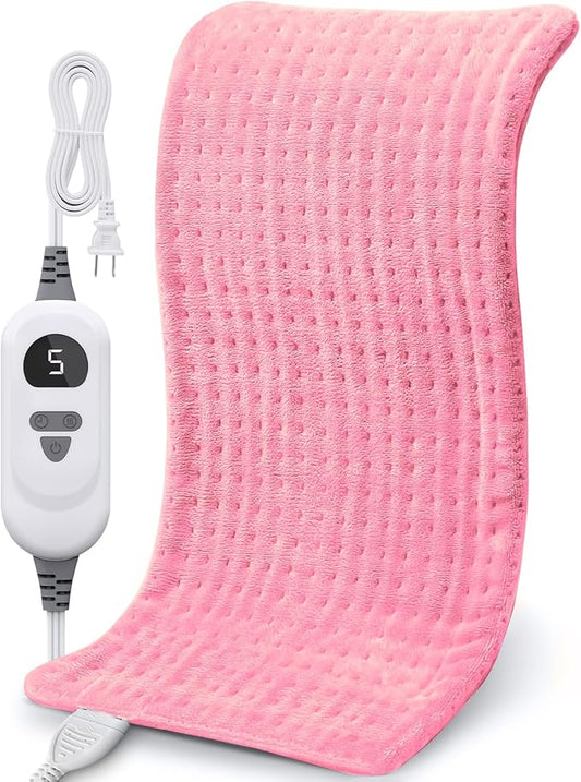 NOWWISH Heating Pad for Back Pain & Cramps Relief, Moist Heat Pad for Neck & Shoulder, Auto Shut Off, Machine Washable, Christmas Gifts for Women, 12"x 24" Pink