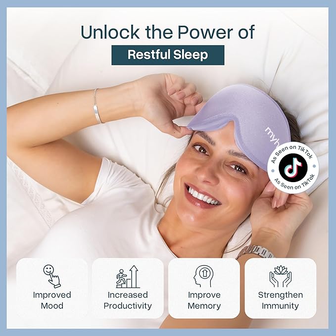 MyHalos® Sleep Mask - Eye Masks for Sleep - 100% Blackout Sleeping Mask for Women, Men & Side Sleepers - 3D Sleeping Eye Mask for Zero Pressure - Award Winning Design, Eyelash Friendly & Breathable