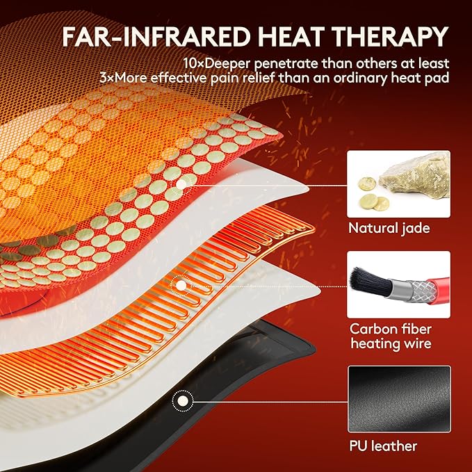 UTK Far Infrared Heating Pad for Back, 5X Deeper Pain Relief for Full Back, Thigh, Hip, Muscle, Hotter to 159℉, Weighted Electric Mat with Jade Tourmaline Stones, 21" x 38" Extra-Large Size