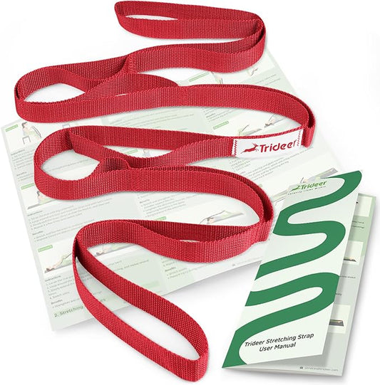 Trideer Stretching Strap Yoga Strap for Physical Therapy, 10 Loops Yoga Straps for Stretching, Non-Elastic Stretch Strap for Pilates, Exercise, Stretch Band for Women & Men