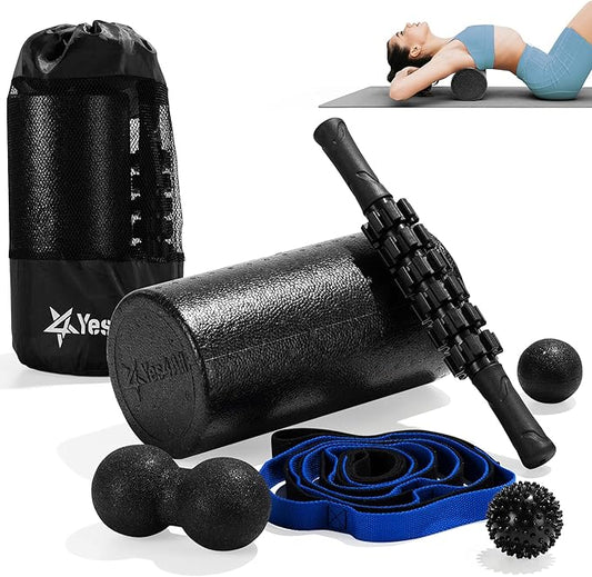Yes4All High-Density EPP Round Back Roller Foam, Exercise Foam Roller for Yoga, Pilates & Stretching - 12, 18, 24, 36 inch