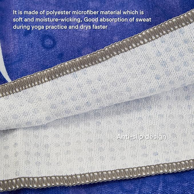Yoga Towels, Non Slip Hot Yoga Mat Towel with Grip Dots,Super-Absorbent Soft Microfiber Yoga Blanket for Pilates, Fitness and Workout 72inch x 24inch