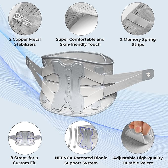 NEENCA Back Brace for Lower Back Pain Relief with Bionic Support System, Lumbar Support Belt for Women&Men with Lumbar Pad, Soft Breathable 3D Knit Fabric for Herniated Disc, Sciatica, Scoliosis...