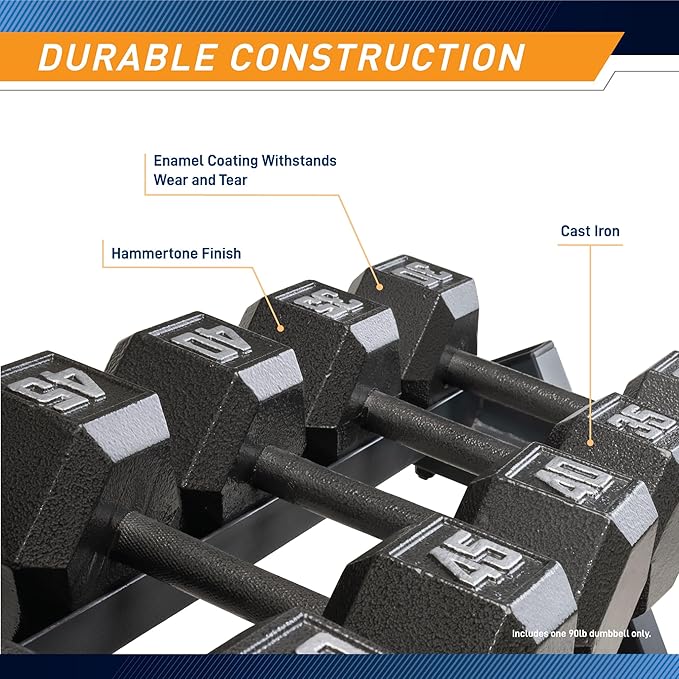 Marcy Cast Iron Hex Dumbbells Collection - Available size from 3-lb to 100-lb, SOLD INDIVIDUALLY