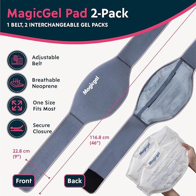Magic Gel Ice Pack for Back Reusable - 2X Lower Back Ice Pack - Soft Compress for Hot or Cold Therapy - Soft Pad for Lower Lumbar, Sciatica, Tailbone Support