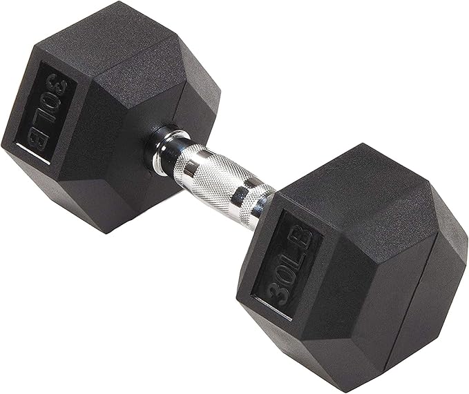 Rubber Encased Hex Dumbbell, Hand Weights with Anti-Slip Cast Iron Grip for Exercise & Fitness, Weights Dumbbells Set of 2 for Strength Training, 5-50 LBS Pair