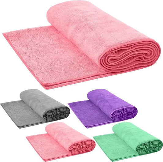 Breling 4 Pcs Hot Yoga Towels Bulk Non Slip Microfiber Anti Slip Absorbent Multicolor Wicking Pilates Yoga Mat Towel for Women Men Pilates, 27" x 72" (Vivid)