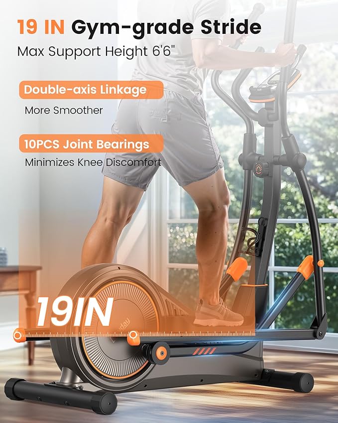 Niceday Elliptical Exercise Machine, Elliptical Machine for Home, Magnetic Elliptical Trainer with 15.5IN-19IN Stride, 16 Resistance Levels, 400LBS Loading Capacity, Support Kinomap APP
