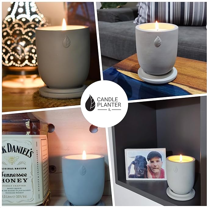 Matani Concrete Cement Candle Planter - Aromatherapy Soy, Dual Purpose Jar (White Vanilla)