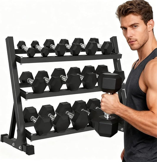 350/450/550 lbs Hex Weight Dumbbell Sets with Rack 5-50 lbs Hand Weights for Strength Training for Home Gyms Men Women Rubber Iron Rubber Coated Exercise & Fitness Muscle
