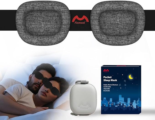 Sleep Mask for Men Women,Sleep Mask with Cpap for Side Sleeper,3D Intraocular Eye Mask Pressure-Free & 100% Blockout with Adjustable Strap Foldable Blind Fold for Flight, Travel, Nap with Box（Black）