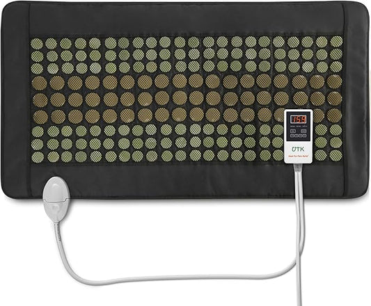 UTK Far Infrared Heating Pad for Back, 5X Deeper Pain Relief for Full Back, Thigh, Hip, Muscle, Hotter to 159℉, Weighted Electric Mat with Jade Tourmaline Stones, 21" x 38" Extra-Large Size