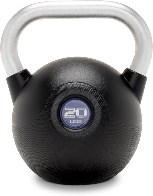Marcy PU Coated Kettlebell – 10 to 40 LB Single Weights with Textured Steel Handle, Flat Base – Strength Training for Full Body & Home Gym Workouts