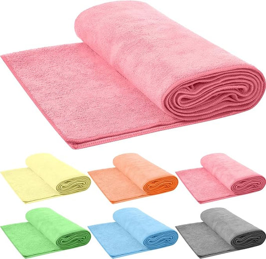Breling 6 Pcs Hot Yoga Towels Bulk Non Slip Microfiber Anti Slip Absorbent Multicolor Wicking Pilates Yoga Mat Towel for Women Men Pilates, 27" x 72" (Multicolor)