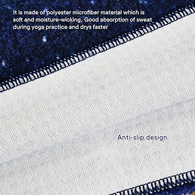 Yoga Towels, Non Slip Hot Yoga Mat Towel with Grip Dots,Super-Absorbent Soft Microfiber Yoga Blanket for Pilates, Fitness and Workout 72inch x 24inch