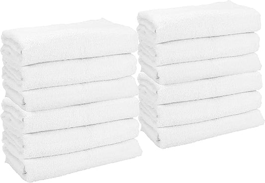 Arkwright White Bath Gym Towel - Pack of 6 - Bulk 100% Cotton Soft Quick Dry Sweat Absorbent Hotel Quality Towels for Workout, Bathroom, Spa, Pool, 22 x 44 in, White
