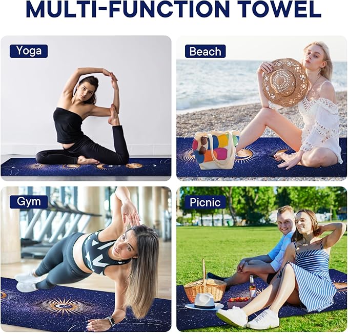 Yoga Towels, Non Slip Hot Yoga Mat Towel with Grip Dots,Super-Absorbent Soft Microfiber Yoga Blanket for Pilates, Fitness and Workout 72inch x 24inch