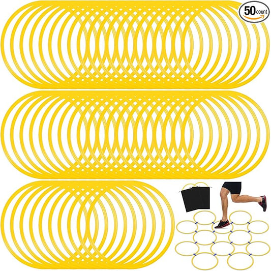 Shappy 50 Pcs Agility Rings with Storage Bags 15 Inch Agility Training Rings Hoop Exercise Ring Plastic Speed Rings Jumping Hoops for Sports Soccer Football Gymnastics Practice Games