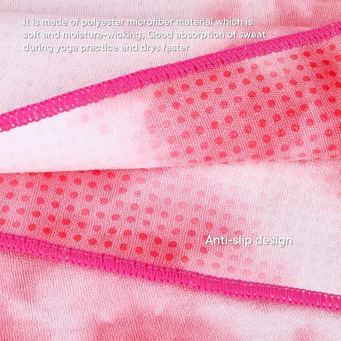 Yoga Towels, Non Slip Hot Yoga Mat Towel with Grip Dots,Super-Absorbent Soft Microfiber Yoga Blanket for Pilates, Fitness and Workout 72inch x 24inch