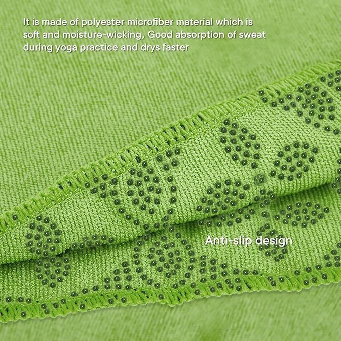 Yoga Towels, Non Slip Hot Yoga Mat Towel with Grip Dots,Super-Absorbent Soft Microfiber Yoga Blanket for Pilates, Fitness and Workout 72inch x 24inch