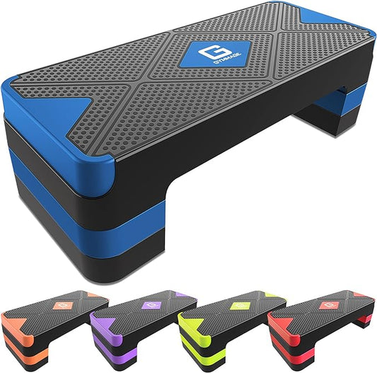 Aerobic Exercise Step, Adjustable Aerobic Stepper for Exercise, Workout Step Platform for Step Up, 26.5" Step Deck with 4” 6” 8” Adjustable Height Risers, Women Home Gym Cardio Fitness