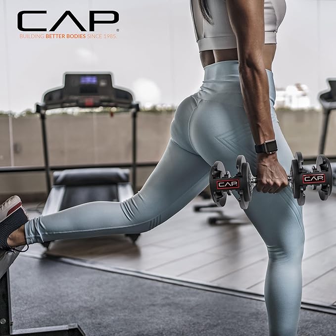CAP Barbell ADJUSTABELL Adjustable Round Dumbbell Weights - Singles & Pairs | 12.5 lb, 25 lb & 55 lb | Multiple Handle Options