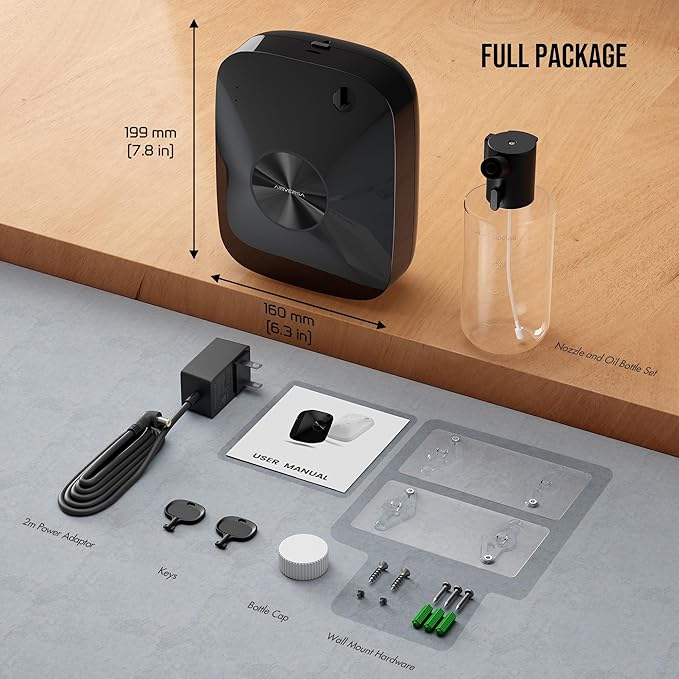 Smart Waterless Essential Oil Diffuser Scent Air Machine for Large Rooms Spaces Home and Commercial Use, Up to 2000 sq ft 400 mL Capacity, Aromatherapy Scent Diffuser, Black ANA