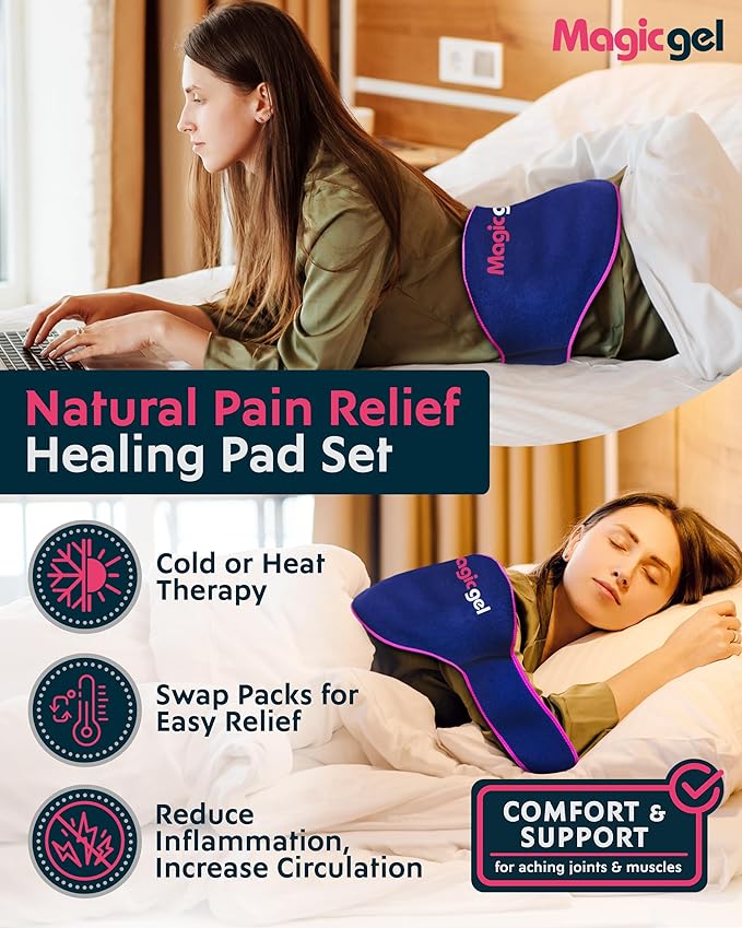 Magic Gel Ice Pack for Back Pain Relief | 2 Pack Reusable Lower Back Wrap for Hot or Cold Therapy | Relief for Lower Lumbar, Sciatic Nerve, Herniated or Degenerative Disc, Coccyx, Tailbone Pain