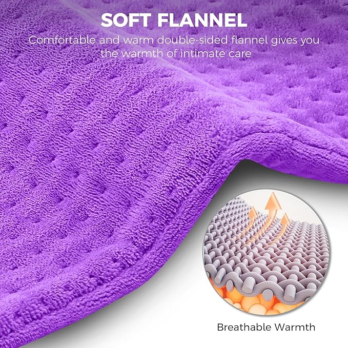 NOWWISH Heating Pad for Back Pain & Cramps Relief, Moist Heat Pad for Neck & Shoulder, Auto Shut Off, Machine Washable, Christmas Gifts for Women, 12"x 24" Purple