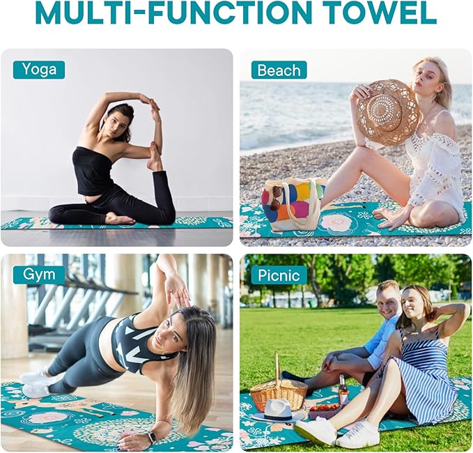 Yoga Towels, Non Slip Hot Yoga Mat Towel with Grip Dots,Super-Absorbent Soft Microfiber Yoga Blanket for Pilates, Fitness and Workout 72inch x 24inch