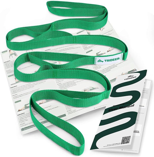Trideer Stretching Strap Yoga Strap for Physical Therapy, 10 Loops Yoga Straps for Stretching, Non-Elastic Stretch Strap for Pilates, Exercise, Stretch Band for Women & Men