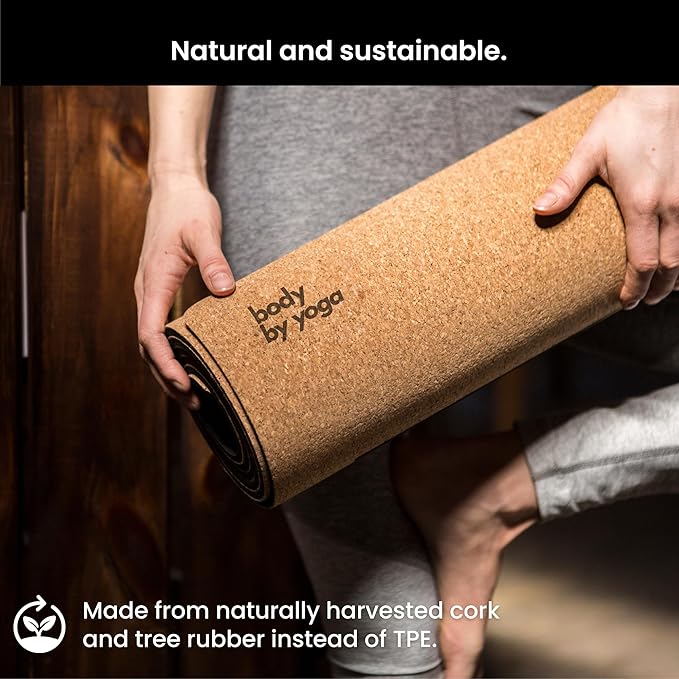 Luxury Cork Yoga Mat - Non Slip, Extra Thick Grip. Thicker, Longer, and Wider for More Comfort and Support. Tough Enough For Hot Yoga. Natural, Non Toxic, and Eco Friendly. Optional Alignment Lines.