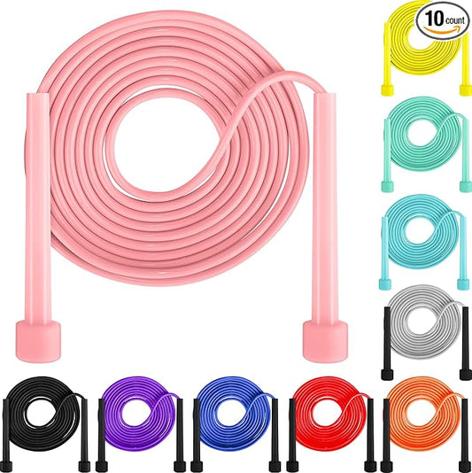 Aodaer PVC Skipping Rope Adjustable Jump Rope for Kids Multicolor Jump Rope Bulk with Plastic Handles Lightweight for Outdoor Fitness Exercise and Weight Loss, Training and Racing
