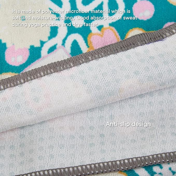 Yoga Towels, Non Slip Hot Yoga Mat Towel with Grip Dots,Super-Absorbent Soft Microfiber Yoga Blanket for Pilates, Fitness and Workout 72inch x 24inch