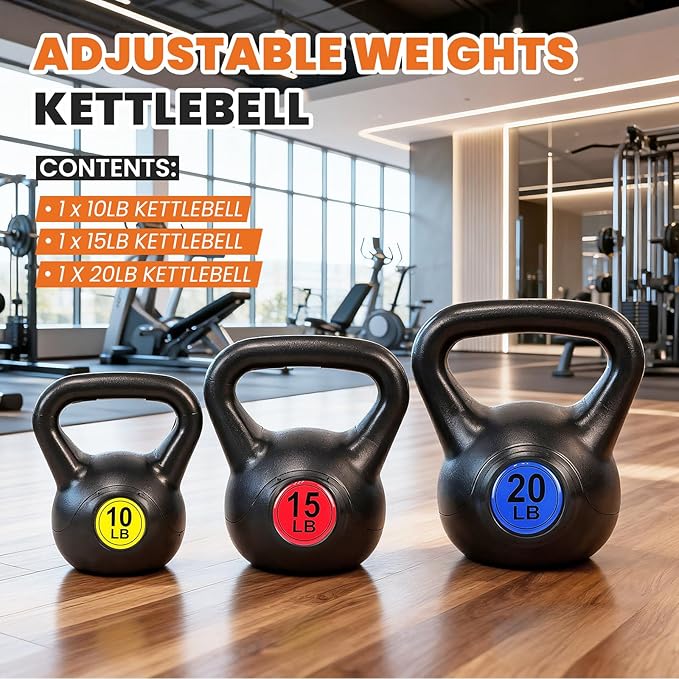 OLIXIS Kettlebell Set, Wide Grip Kettlebell Exercise Fitness Weight Set for Home Gym, Strength Training