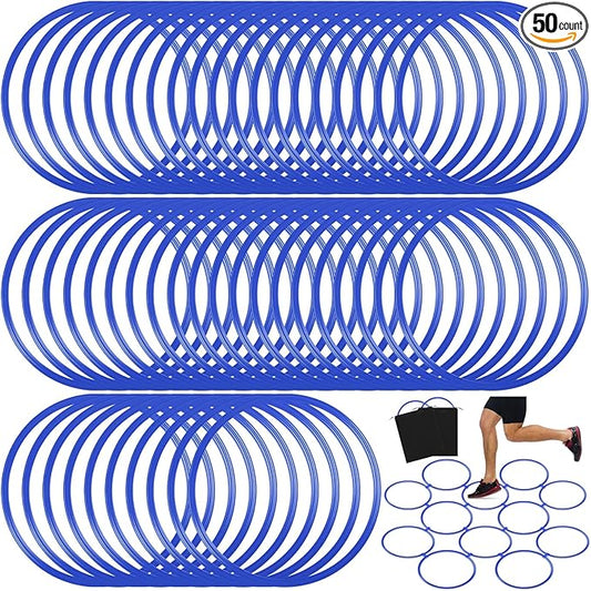 Shappy 50 Pcs Agility Rings with Storage Bags 15 Inch Agility Training Rings Hoop Exercise Ring Plastic Speed Rings Jumping Hoops for Sports Soccer Football Gymnastics Practice Games