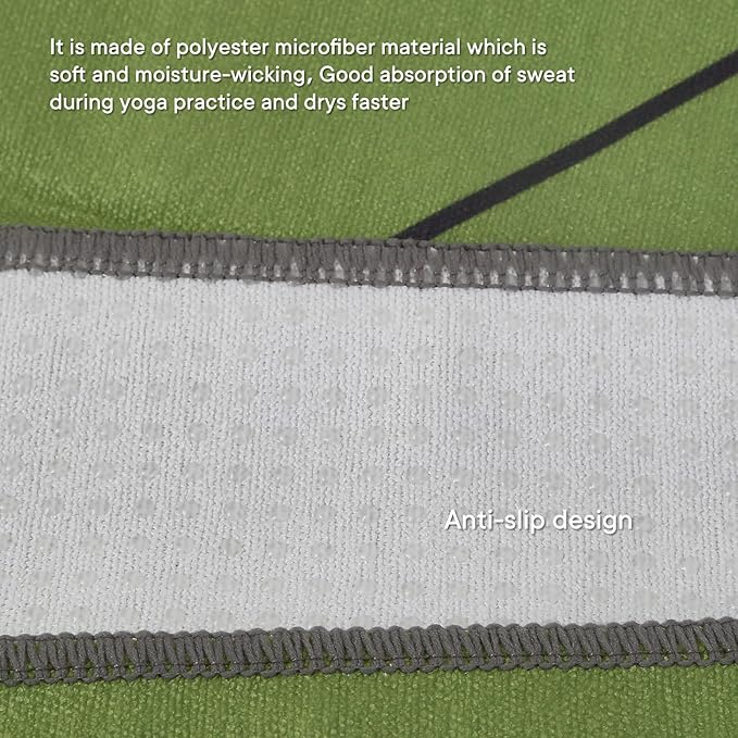 Yoga Towels, Non Slip Hot Yoga Mat Towel with Grip Dots,Super-Absorbent Soft Microfiber Yoga Blanket for Pilates, Fitness and Workout 72inch x 24inch